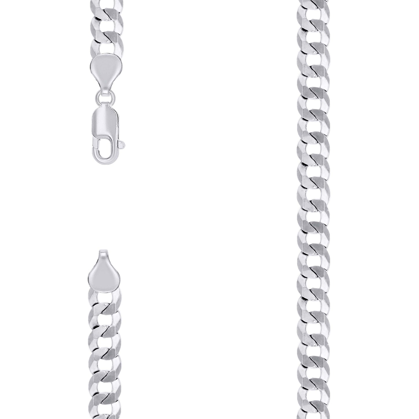 925 Silver Solid Super Flat Cuban Chain 7.2mm