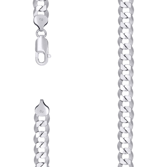 925 Silver Solid Super Flat Cuban Chain 8.6mm