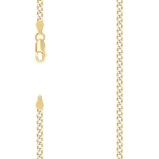 925 Silver Solid Super Flat Cuban Chain Two-tone 2.8mm