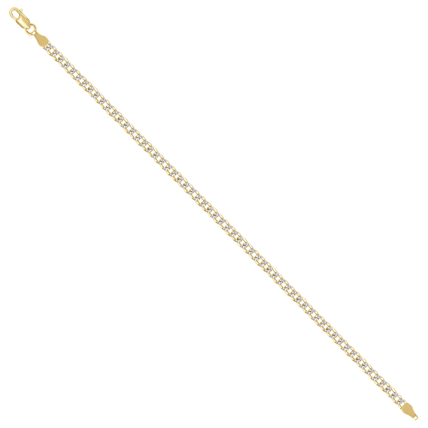 925 Silver Solid Super Flat Cuban Chain Two-tone 3.7mm