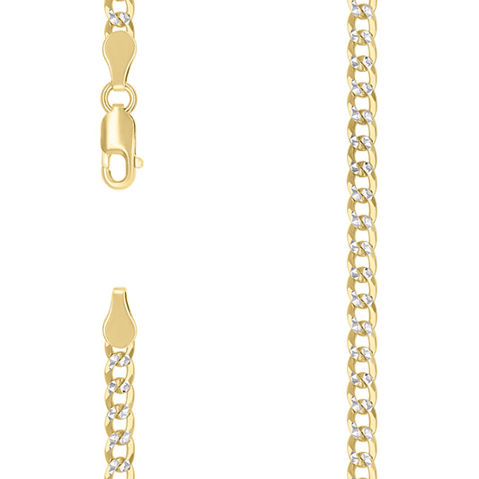 925 Silver Solid Super Flat Cuban Chain Two-tone 3.7mm