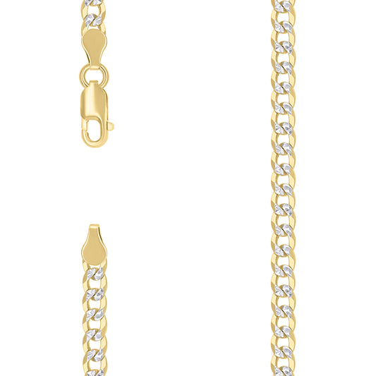 925 Silver Solid Super Flat Cuban Chain Two-tone 4.2mm