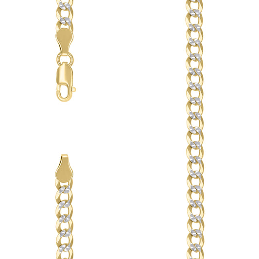 925 Silver Solid Super Flat Cuban Chain Two-tone 5.2mm