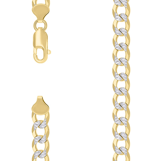 925 Silver Solid Super Flat Cuban Chain Two-tone 6.8mm