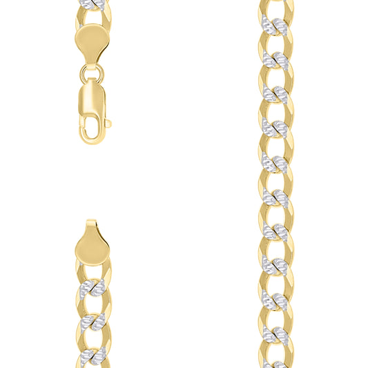 925 Silver Solid Super Flat Cuban Chain Two-tone 7.4mm