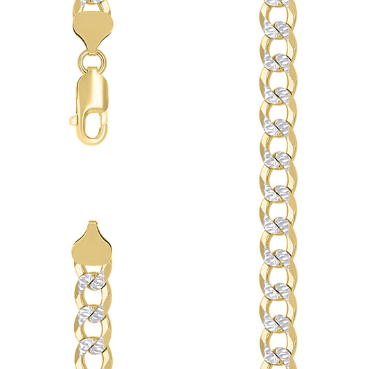 925 Silver Solid Super Flat Cuban Chain Two-tone 8.7mm
