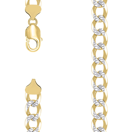 925 Silver Solid Super Flat Cuban Chain Two-tone 10.5mm