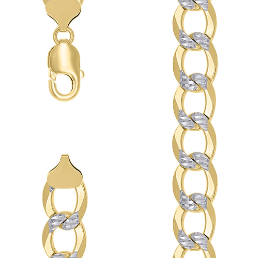 925 Silver Solid Super Flat Cuban Chain Two-tone 12.5mm
