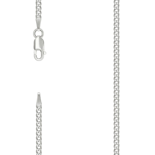 925 Silver Solid Super Flat Cuban Chain Silver 2.3mm
