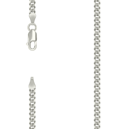 925 Silver Solid Super Flat Cuban Chain Silver 3mm
