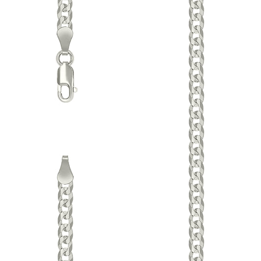 925 Silver Solid Super Flat Cuban Chain Silver 3.7mm