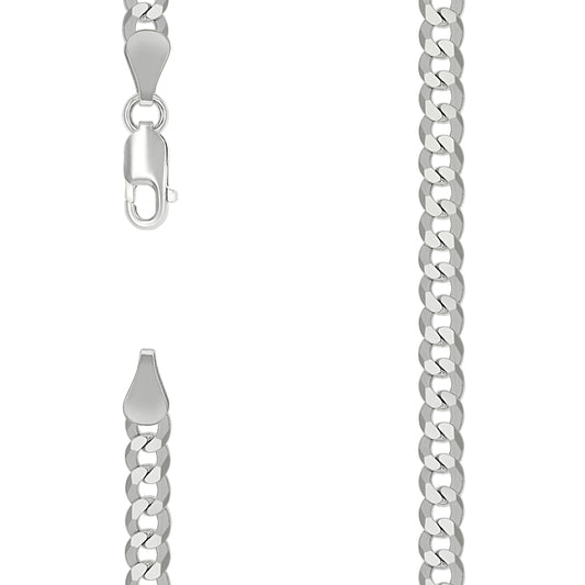 925 Silver Solid Super Flat Cuban Chain Silver 5.2mm
