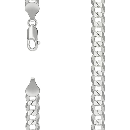 925 Silver Solid Super Flat Cuban Chain Silver 7.2mm