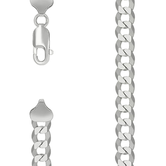 925 Silver Solid Super Flat Cuban Chain Silver 7.8mm