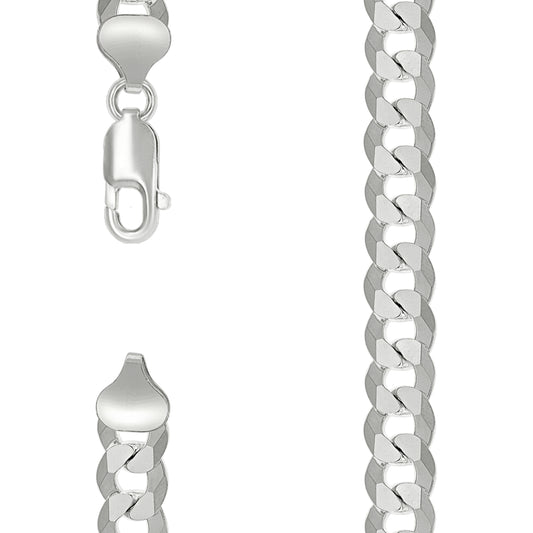 925 Silver Solid Super Flat Cuban Chain Silver 8.6mm