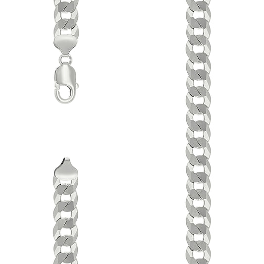 925 Silver Solid Super Flat Cuban Chain Silver 10.8mm