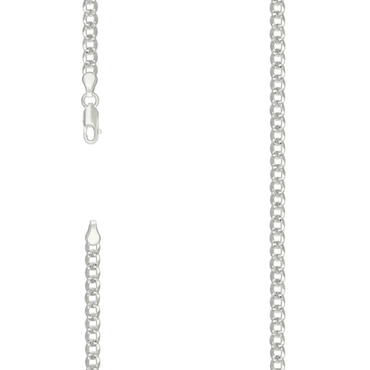 925 Silver Solid Pave Super Flat Cuban Chain Silver 4.7mm