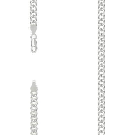 925 Silver Solid Pave Super Flat Cuban Chain Silver 5.2mm