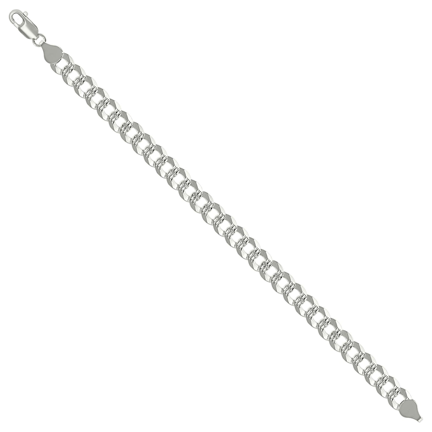 925 Silver Solid Pave Super Flat Cuban Chain Silver 7.8mm