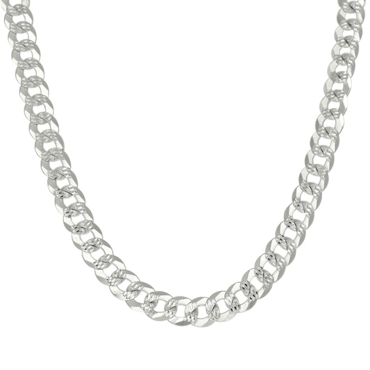 925 Silver Solid Pave Super Flat Cuban Chain Silver 8.6mm