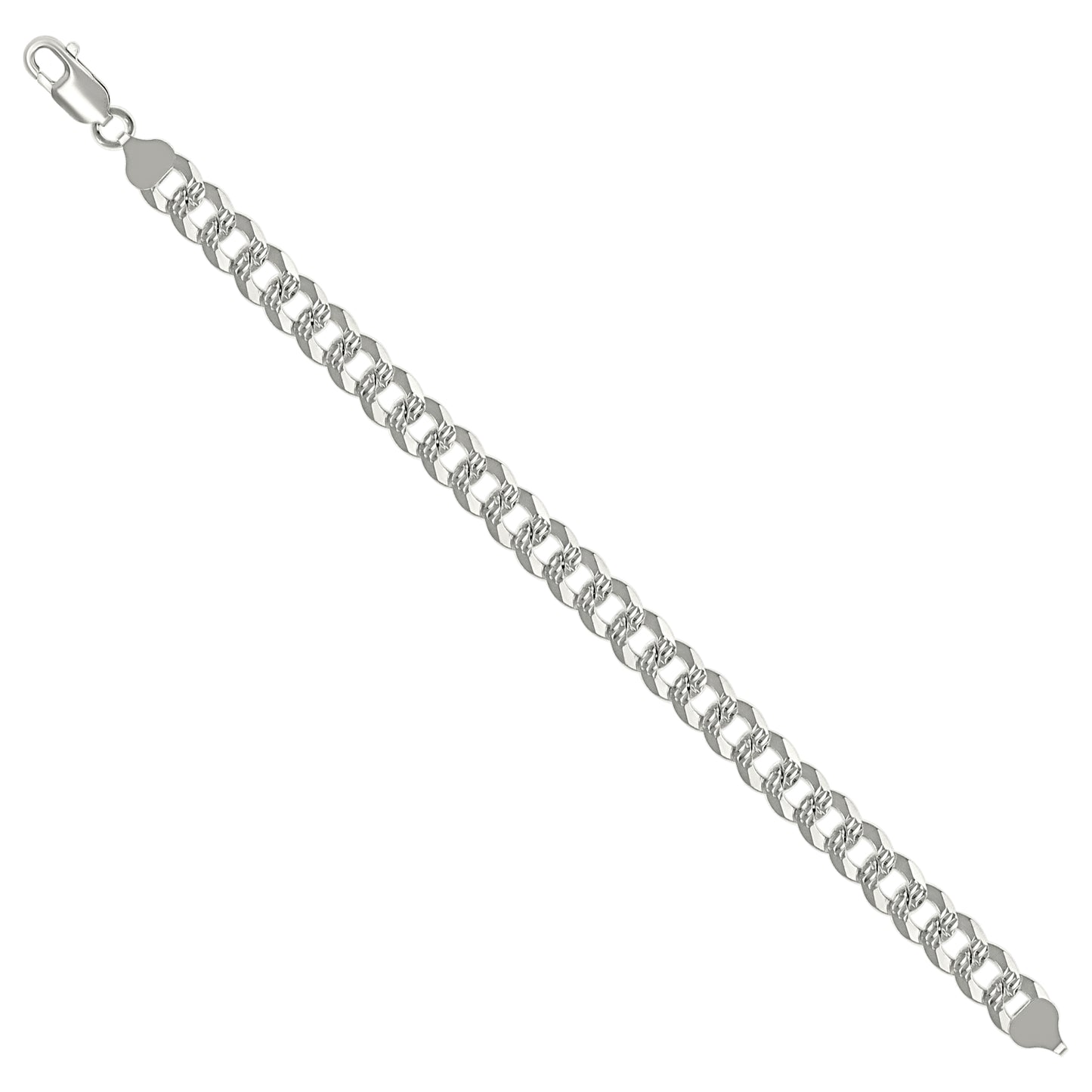 925 Silver Solid Pave Super Flat Cuban Chain Silver 8.6mm