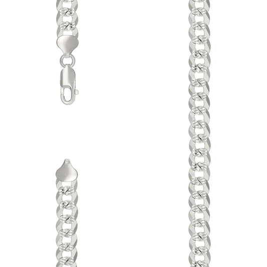 925 Silver Solid Pave Super Flat Cuban Chain Silver 8.6mm