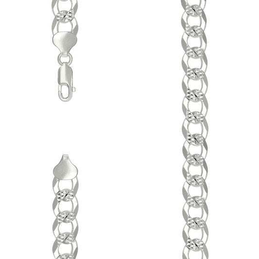 925 Silver Solid Pave Super Flat Cuban Chain Silver 10.8M