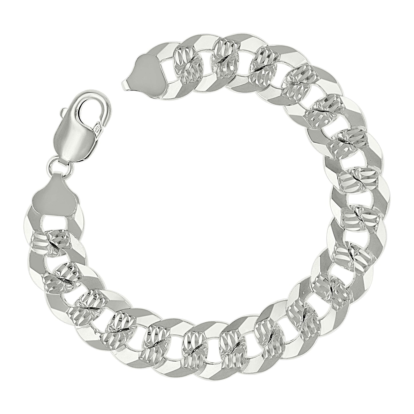 925 Silver Solid Pave Super Flat Cuban Chain Silver 13.7mm