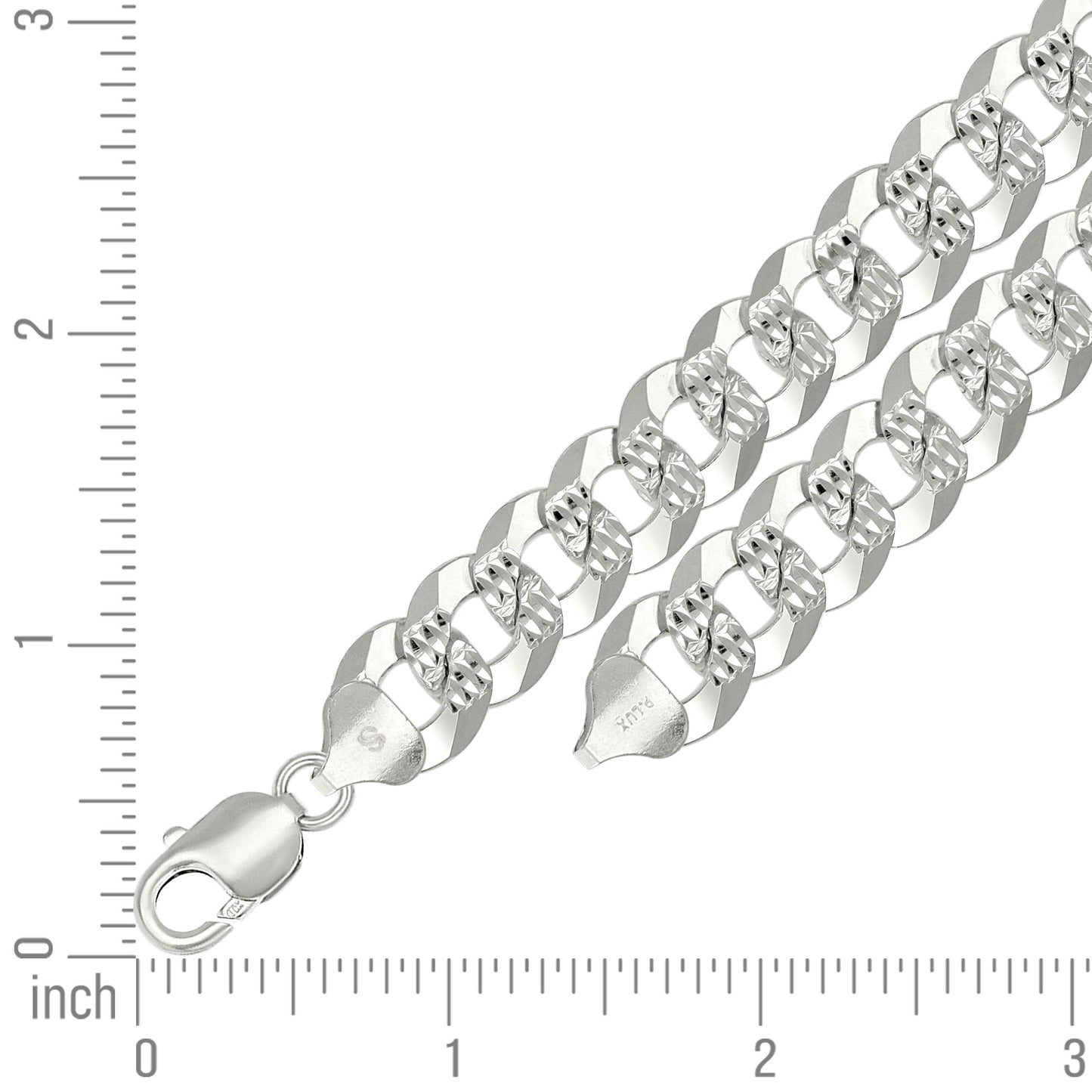 925 Silver Solid Pave Super Flat Cuban Chain Silver 13.7mm