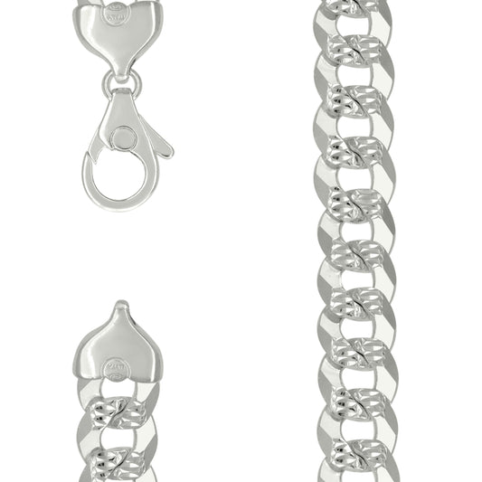 925 Silver Solid Pave Super Flat Cuban Chain Silver 16mm