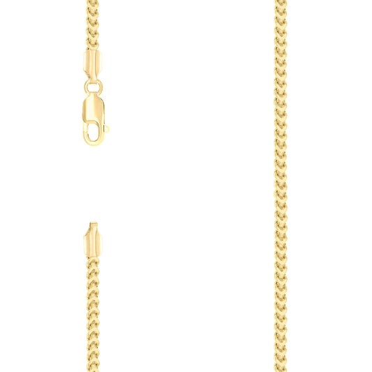 925 Silver Hollow Franco Chain Yellow 2.5mm