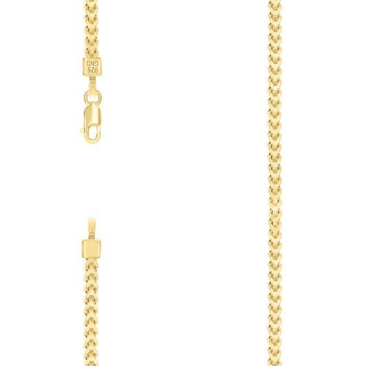 925 Silver Hollow Franco Chain Yellow 2.7mm