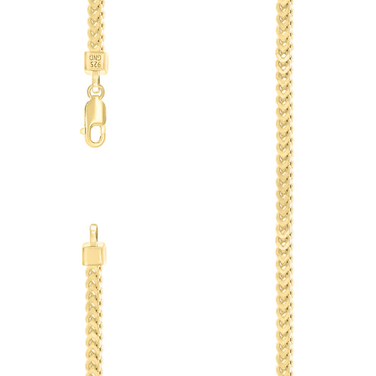 925 Silver Hollow Franco Chain Yellow 3.5mm