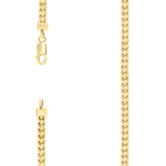 925 Silver Hollow Franco Chain Yellow 4.5mm
