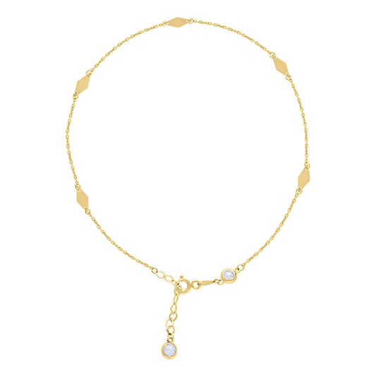 14Kt Gold Anklet 10" (9"+1")