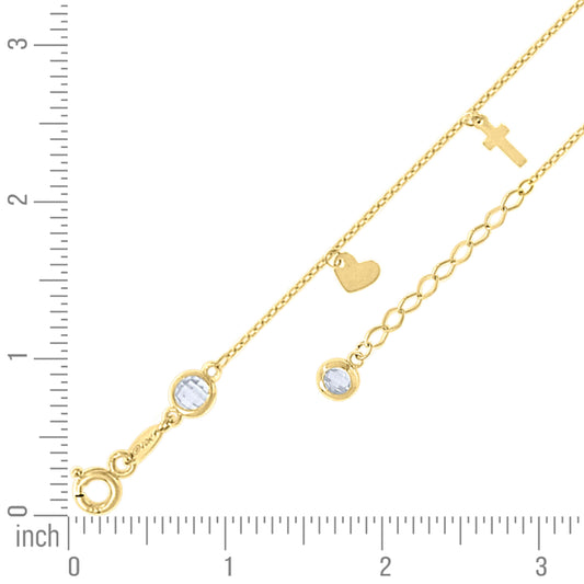 14Kt Gold Anklet 10" (9"+1")