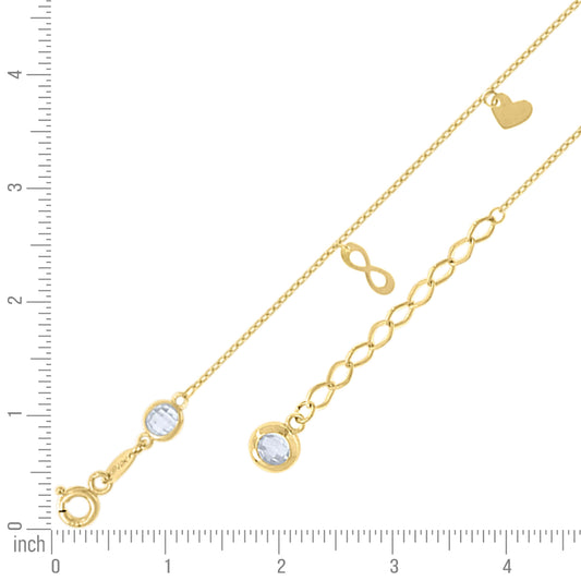 14Kt Gold Anklet 10" (9"+1")