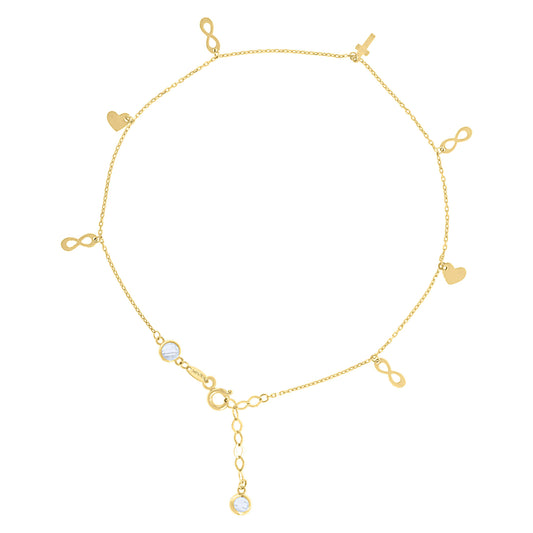 14Kt Gold Anklet 10" (9"+1")
