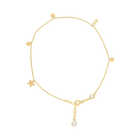 14Kt Gold Anklet 10" (9"+1")
