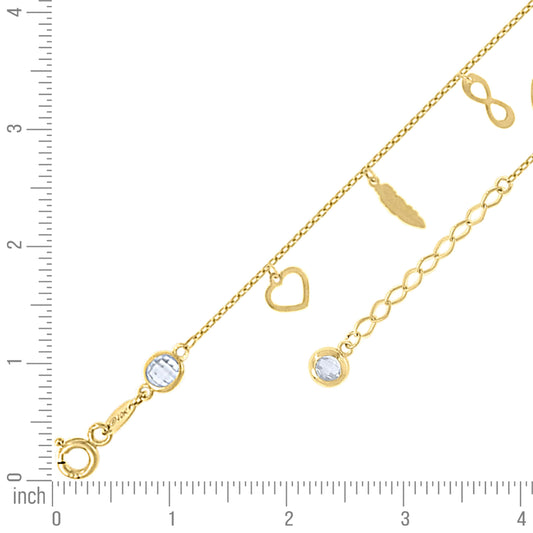 14Kt Gold Anklet 10" (9"+1")