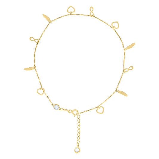 14Kt Gold Anklet 10" (9"+1")