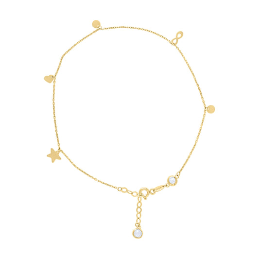 10Kt Gold Anklet 10" (9"+1")