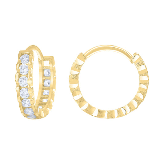 14Kt Gold Cz Hoop Earings