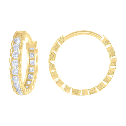 14Kt Gold Cz Hoop Earings