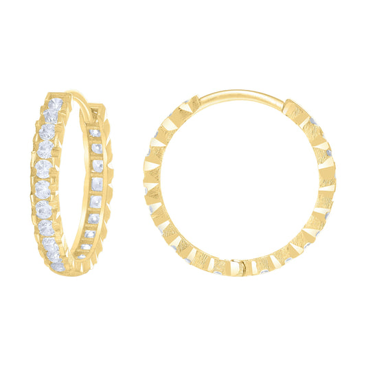 14Kt Gold Cz Hoop Earings