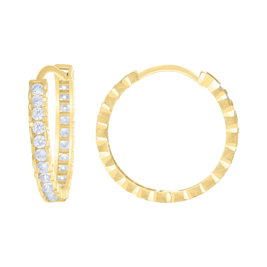 14Kt Gold Cz Hoop Earings