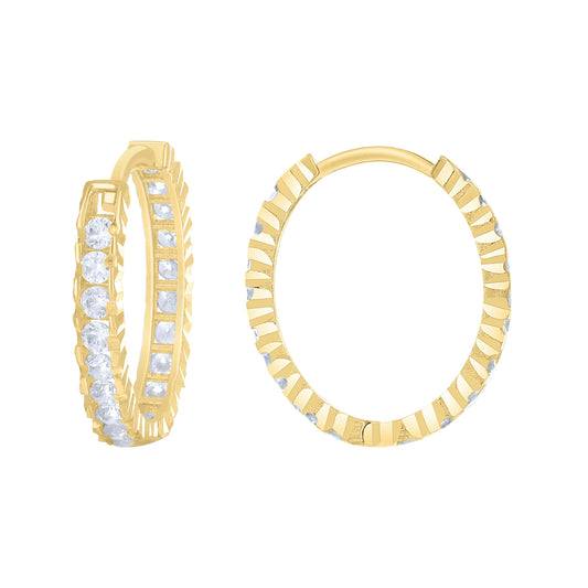 14Kt Gold Cz Hoop Earings