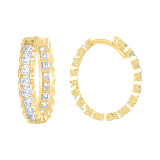 14Kt Gold Cz Hoop Earings