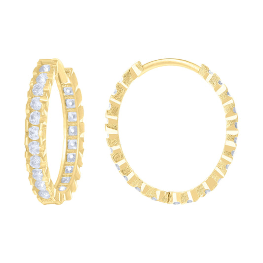 14Kt Gold Cz Hoop Earings