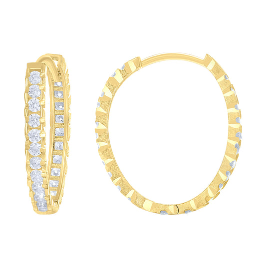 14Kt Gold Cz Hoop Earings